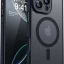CANSHN Magnetic Compatible with iPhone 16 Pro Case, Upgraded [Full Camera Protection] [Compatible with Magsafe] [Translucent Matte] Shockproof Protective Phone Case Cover 6.3 Inch - Black