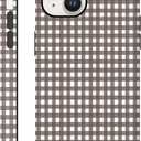 Aesthetic Cases for iPhone 13, Glossy Hybrid 2-Layer Hard Cover, Protective Scratch Resistant Shell, Brown Gingham