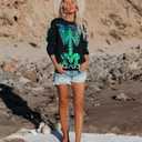 Women Gothic Skeleton Sweatshirt Punk Oversized Skull Graphic Sweater Y2K Halloween Long Sleeve Hoodies Pullover (Black)