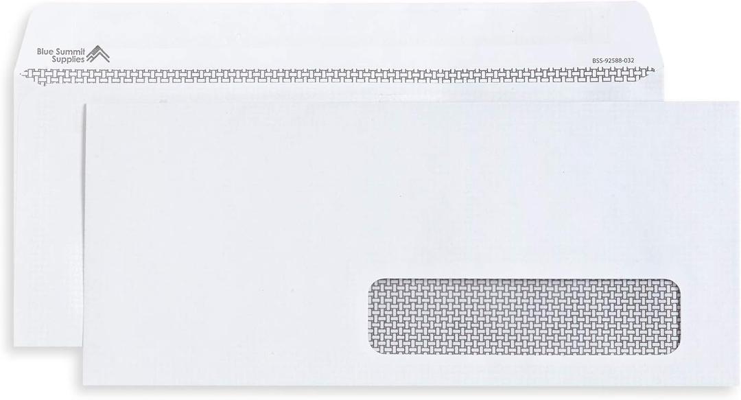 500 Self Seal Number 10 Single Right Window Envelopes - Security Lining - Designed for Secure Mailing of Invoices, Documents, and Business Statements, 4 1/8 x 9 1/2 Inches, 500 Ct