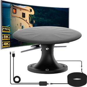 RV TV Antennas Roof Mounted, 720 Long Range Omni Directional Reception Digital HD Antenna Signal, with Super Signal Booster, 35ft HDTV Cable, for RV/Travel Trailer/Camper/Truck/Boat. (Black)