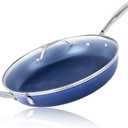 Granitestone 14 Inch Frying Pan with Lid, Large Non Stick Skillet for Cooking, Frying Pans Nonstick, Ultra Durable Mineral and Diamond Coating, Family Sized Open Skillet, Oven/Dishwasher Safe, Blue