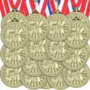 Ferreve 48 Pcs Award Medals with Neck Ribbons Champ Medal Sports Day Favors Prizes for Sports Competitions Party Winner
