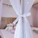 Linentalks Sheer Canopy Bed Curtains for King, Queen, Full and Twin Bed, 4 Corner Bed Canopies & Drapes, Four Poster Bed Canopy Curtains Beds, Sheer Curtains for Canopy Bed Drapes, White