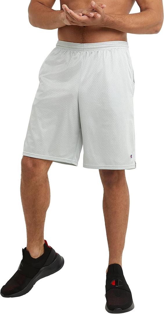 Champion Men's Shorts, Men's Mesh Gym Shorts, Lightweight Athletic Shorts (Reg. Or Big & Tall) (X-Large, Athletic Gray C Patch Logo)