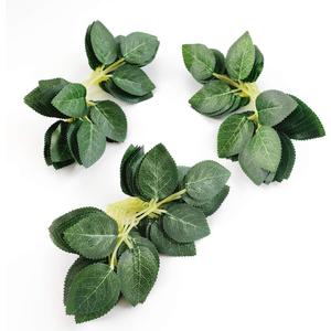 Floroom Artificial Green Leaves 35pcs Bulk Faux Silk Greenery Fake Rose Flower Leaves for DIY Wedding Bouquets Bridal Shower Centerpieces Home Decorations