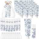 Loopeer 24 Sets Blue Floral Bridal Shower Hand Cream and Lip Balm Gift Bulk Blue Flower Wedding Favors Travel Size Hand Lotion and Lip Balm Wedding Bridal Baby Shower Party Supplies for Guests