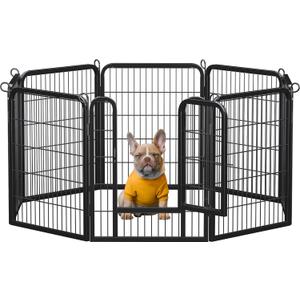 Yaheetech Dog Playpen Outdoor, 32 inch 8 Panels Dog Pen Indoor Heavy Duty Puppy Exercise Pen Metal Pet Fence for RV Camping/Yard/Garden