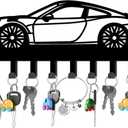 SUPERDANT Car Metal Key Hook Vintage Race Car Decorative 10 Hooks Black Key Holder Organizer Wall Hanging Hooks Personalized Hanger Dog Leash Hanger for Home Kitchen Entryway Wall Front Door