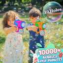 Kids Bubble Gun Toys, 2 Pack Bunny Bubble Blowers with 10 Bubble Solution Refills, Automatic Bubble Machine for Toddlers Age 3+, Outdoor Party & Easter Gifts for Boys Girls