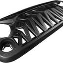 Front Grill Shark Grille Compatible with 2007-2018 Jeep Wrangler Rubicon Sahara Sport JK JKU, Matte Black