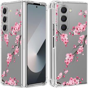 Buleens for Samsung Galaxy Z Fold 6 Case - Clear Flexible TPU Women Girls Cute Protection Phone Cover Slim Fit Shockproof Aesthetic Girly Design for Samsung Z Fold 6 Case, Blossom