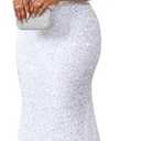 dasmzper Women Sexy Sequin Off Shoulder Ruffle Short Sleeve Bodycon Mermaid Party Formal Evening Maxi Dress
