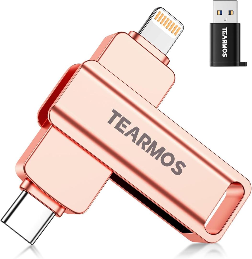 512GB Flash Drive Intended for iPhone iPad, Memory Stick Storage for Photos and Videos Backup, Compatible with iPhone iPad Android PC, Plug and Play, No Application Required (Rose Gold)