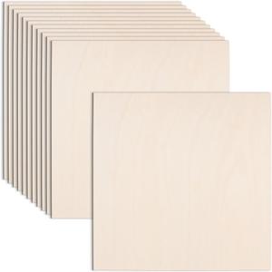 AWIZOM 12 Pack Basswood Sheets for Crafts-18 x 18 x 1/8 Inch- 3mm Thick Plywood Sheets with Smooth Surfaces Unfinished Wood Boards for Laser Cutting, Wood Burning, Architectural Models, Staining
