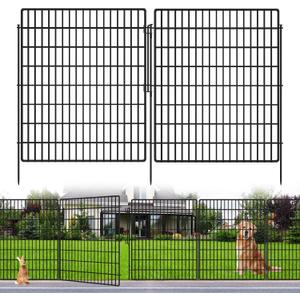 5 Panels Garden Fencing Animal Barrier with Lock, 33 in(H) X 12 ft(L) Dog Fence Outdoor for Yard Rustproof No Dig Decorative Tall Garden Fence Metal Wire Panel Border Rabbit Ground Stakes Fencing