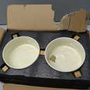 SPUNKYJUNKY Elevated Dog Bowls Ceramic, 6.1'' Dogs and Cat Food Water Bowls Raised with Non-Slip Bamboo Stand for Medium Sized Breed Microwave Dishwasher Safe - 28.7 OZ,Beige