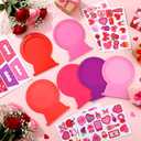 Cholemy 36 Set Valentines Picture Frame Craft Kits DIY Magnet Heart Photo Frames Fun Pink Heart Bow Crafts Red Globe for Valentines Holiday Party Activity Gift