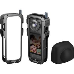 SmallRig Cage for Insta360 X5 Accessories, Aluminum Alloy Protective Case for Insta360 x5 with Quick Release, Built-in Cold Shoe Mounts & 1/4" Threads, with Silicone Lens Guard Cap - 5195