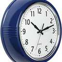 Bernhard Products Retro Wall Clock 9.5 Inch Navy Blue Kitchen 50's Vintage Design Round Silent Non Ticking Quality Quartz Battery Operated Easy to Read Decorative Clocks for Home Office Living Room, Navy Blue