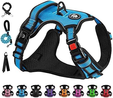 NESTROAD No Pull Dog Vest Harness with Leash, Adjustable Reflective Oxford Pet Harness with Easy Control Handle for Small Dogs, Blue S