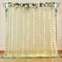 10x10ft Sage Green Tulle Backdrop Curtains with Lights String for Party,Wrinkle Free Sheer Curtain Wedding Photo Backdop Drapes for Baby Shower Birthday Party Photography Home Decorations