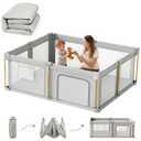 Foldable Baby Playpen with Mat, 71x59 Foldable Play Pen for Babies and Toddlers, Baby Playpen with Portable Design, Collapsible Play Yard for Fence Indoor and Outdoor