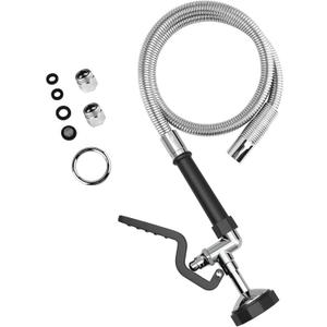 Commercial Sink Sprayer with 45 Stainless Steel Hose, 1.42 GPM Pre Rinse Sprayer, High-Pressure Dish Spray for Restaurant Use, Commercial Faucet Spray Nozzle with Adapters (Black)