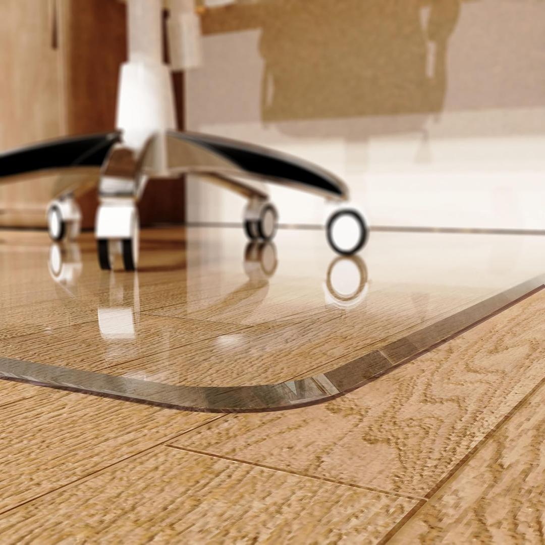 Beveled Edge Office Chair Mat for Carpet or Hardwood Floor 36" x 48" Clear Chair Mats for a Smooth Glide and Easy Roll On/Off, Heavy Duty and Non-Slip Pad Floor Ultimate Desk Chair Mat