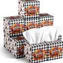 12 Pack Fall Football Facial Tissues Cube Boxes 600 Sheets 3 Ply Autumn Small Maple Leaf Square Face Tissues Bulk for Thanksgiving Day Car Bedroom Party Supplies