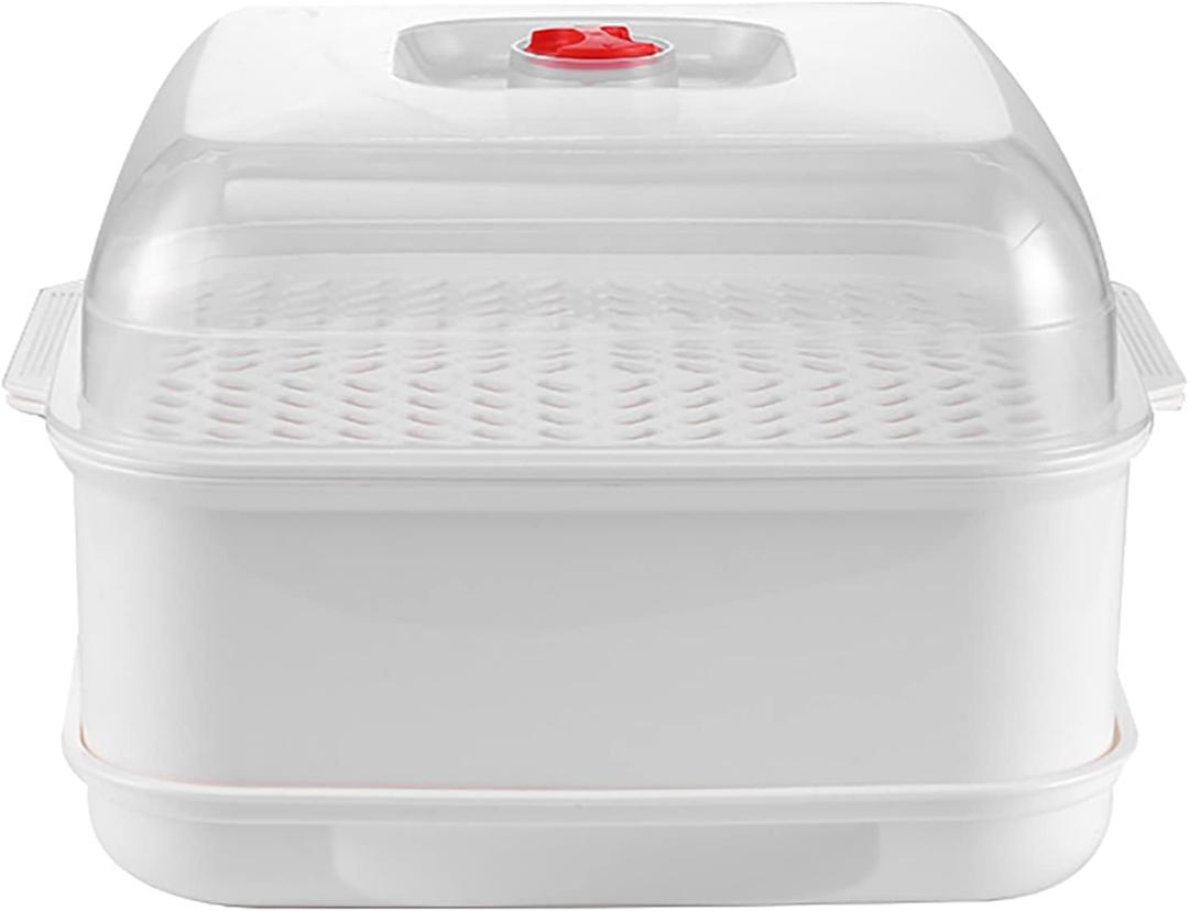 Microwave Steamer with Lid and Tray, Vegetables Steamer for Microwave Bowl, Microwavable Cookware Supplies (2 - Layer)