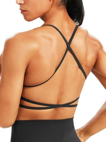 Unthewe Workout Sports Bra for Women Backless Padded Low Impact Bra Gym Yoga Crop Tank Top Size S