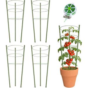 4 Pack Tomato Cage for Garden Plant Support, 24 inches Small Tomato Cages Tomato Trellis with Adjustable Rings, Plant Stakes for Peony Support, Tomato Stakes Rings for Climbing Plants