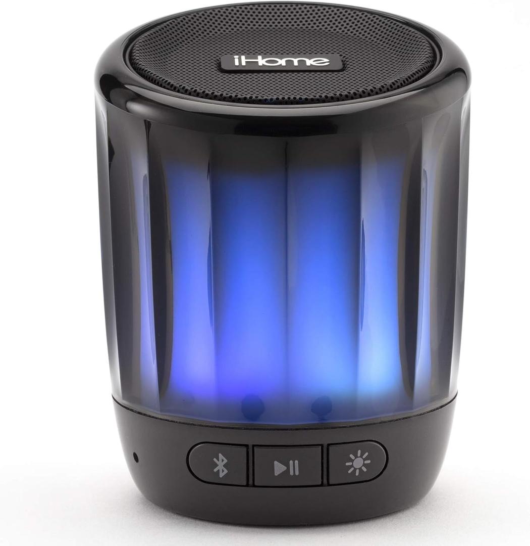 iHome PlayGlow Mini Portable Bluetooth Speaker - Rechargeable Color Changing Audio Device Perfect for Listening Anywhere (Model iBT810)