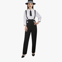 1920s Gangster Gatsby Costume Outfit for Adult Women Girls Mobster Mafia Roaring 20s Halloween Cosplay Pinstripe Suit XXL