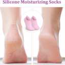 Didiseaon Moisturizing Foot Cover - 2 Pairs Silicone Spa Socks for Foot Care Soft Gel Feet Treatment for Dry Cracked Feet Reusable and Washable for Home and Travel