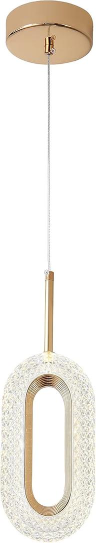 Gold Modern Chandelier, mini Ring Crystal Chandelier, Acrylic Shade, LED tri-Color dimmable, Suitable for Kitchen Island Dining Room Bedroom Adjustable Chandelier (annular)