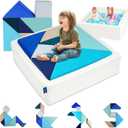 Kids Play Sofa, Tangram Square Puzzles Couch Furniture, Modular Kids Play Couchs Furniture, Puzzle Solving Couch Building Fort for Playroom Bedroom Boys Girls Teens, Ocean