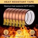 2 x 2 Rolls 10mm x 33m (108FT) Heat Resistant Tape, High Temperature Adhesive Heat Transfer Tape for Sublimation Heat Press Electronic Soldering Masking, No Residue