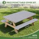 Picnic Table Cover with Bench Covers and Bag, Waterproof Windproof Camping Essentials, Fitted Camping Tablecloths with Elastic Edges for Rectangle Tables and Seats, 72x30 Inches 3 Pcs Set