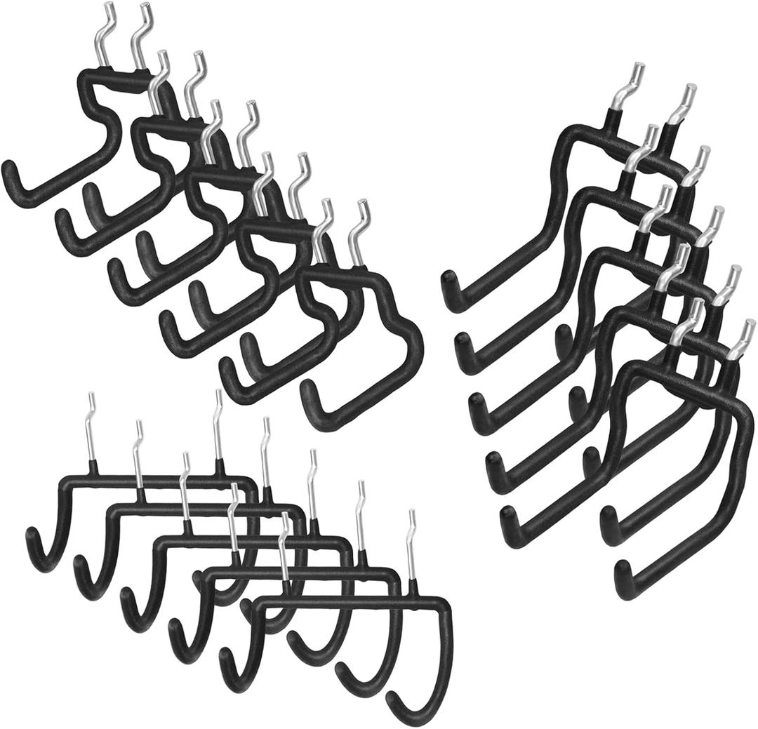 15Pcs Pegboard Double Hooks Drill, Premium Metal Pegboard Accessories for Power Drill Holder Tool, Pegboard Hook for Organize Tools, Garage Storage, Workbench (3 Shapes)