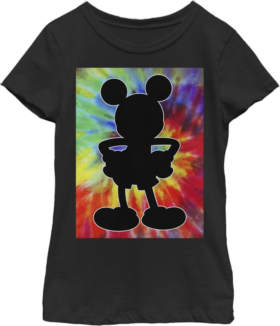 Disney Characters Travel Mickey Girl's Solid Crew Tee (Black), XS
