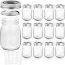 KAMOTA Mason Jars 12 oz With Regular Lids and Bands, Ideal for Jam, Honey, Wedding Favors, Shower Favors, DIY Spice Jars, 12 PACK, 20 Whiteboard Labels Included