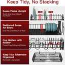 2 Tier Black Dish Drainer Drying Rack for Kitchen Counter, Large Stainless Steel Dishes Dryer with Drainboard, Space Saving, Big Rustproof Metal Modern Countertop Plates Strainer with Utensil Holder