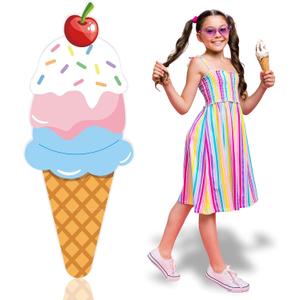 5.2 FT Large Ice Cream Cone Cardboard Cutout Stand up Ice Cream Photo Booth Props for Summer Birthday Party Baby Shower Decorations Sweet Theme Shop Photo Booth Props Backdrop