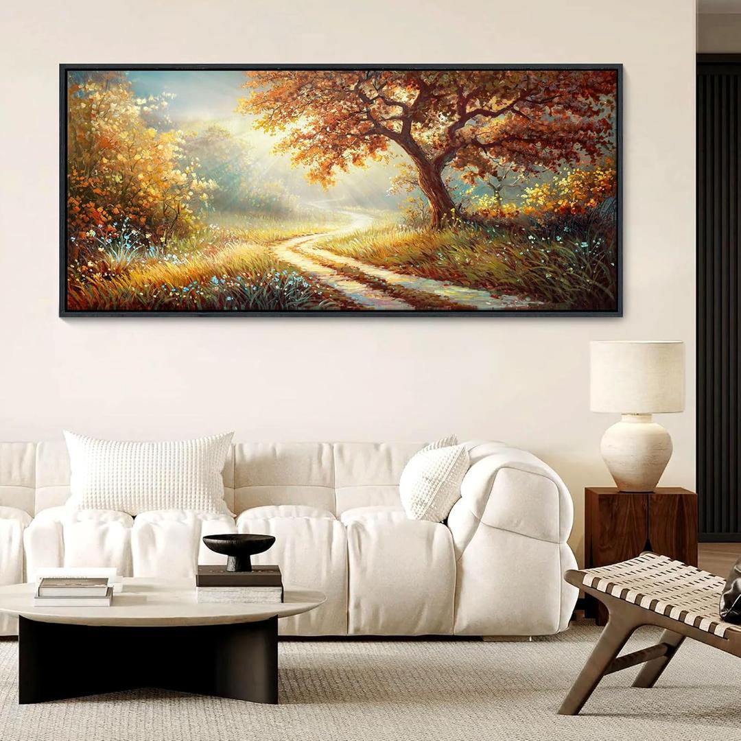 YDYSUNE Extra Large Landscape Canvas Poster Wall Art Vintage Countryside Field Path Scenery Picture Print Wall Decor Retro Painting Artwork for Modern Home Bedroom Office 70x31inch