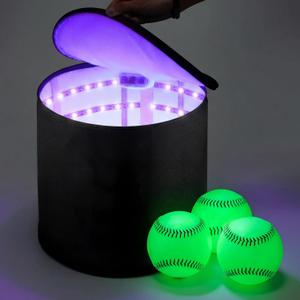 Hiboom 3 Pcs 3 Inch Glow in The Dark Baseballs UV Light Quick Charger Bag for Adults Playground Backyard Game Outdoor in The Dark Games