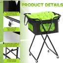 RoundFunny Dinkball Caddy Foldable Tennis Ball Basket Hopper with Wheels Portable Cart Holds 140 Dinkball or 175 Tennis Ball Basket Hopper Holders for Training Teaching
