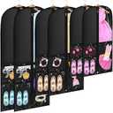 Woanger 6 Pcs Garment Bags for Dance Costumes Clear PVC with Zippers Garment Bag with Pockets Dance Costume Organizer Carrier for Storage Cover for Adult(Black,20'' X 40'',24'' X 50'',24'' X 60'')