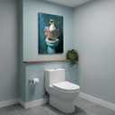 Funny Toilet Canvas Wall Art Humorous Seagull Reading Newspaper Wall Decor Painting Pictures Funny Bird Print for Living Room Bedroom Bathroom Decoration Framed
